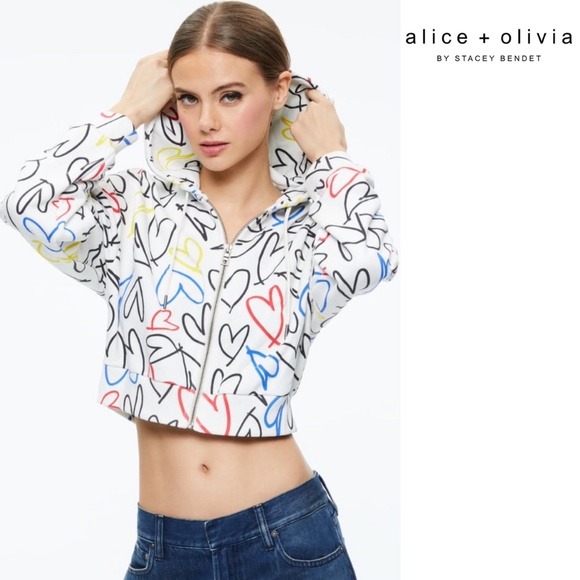 Alice + Olivia Heart Cropped HeartHoodie